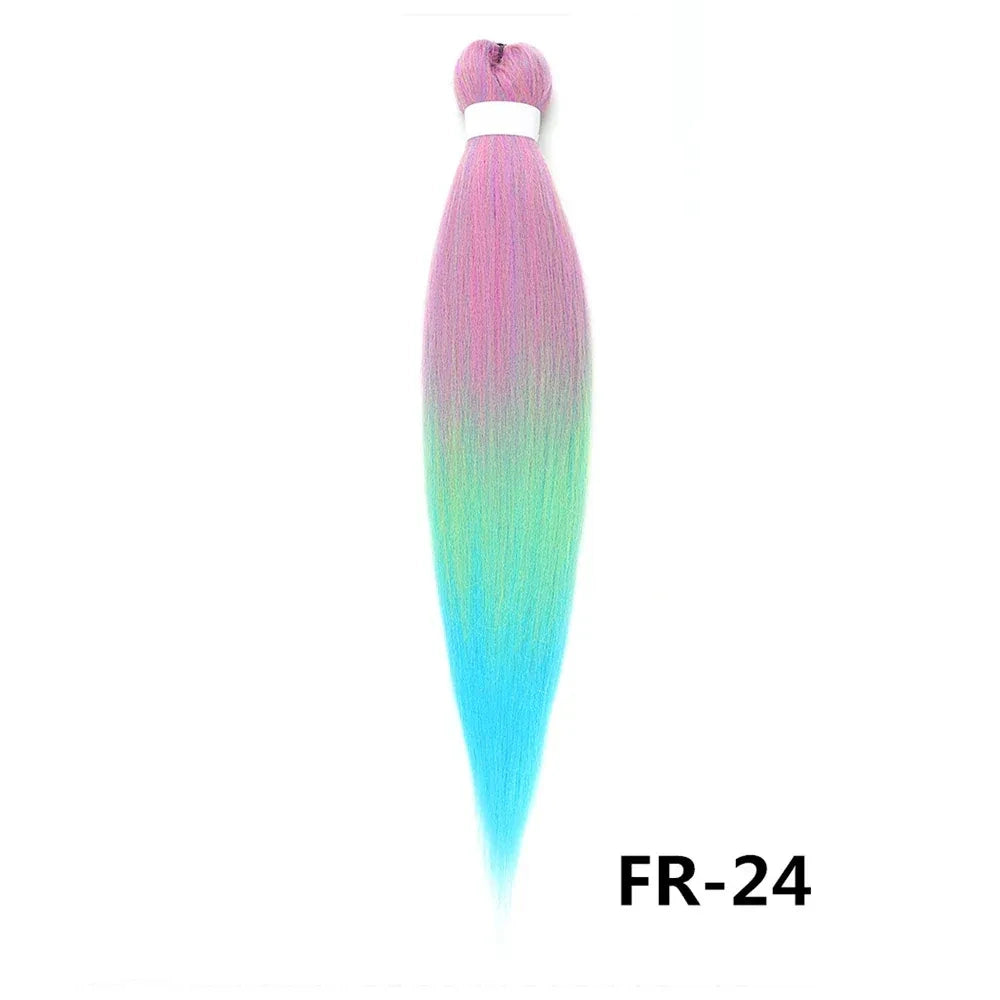3PCS Braiding Hair Extension PreStretched Soft Yaki Synthetic Crochet Braid Hot Water Setting Green Pink Orange Yellow Hair