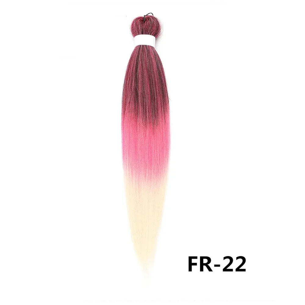 3PCS Braiding Hair Extension PreStretched Soft Yaki Synthetic Crochet Braid Hot Water Setting Green Pink Orange Yellow Hair