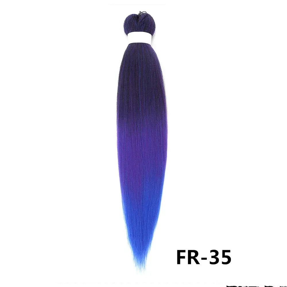 3PCS Braiding Hair Extension PreStretched Soft Yaki Synthetic Crochet Braid Hot Water Setting Green Pink Orange Yellow Hair