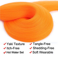3PCS Braiding Hair Extension PreStretched Soft Yaki Synthetic Crochet Braid Hot Water Setting Green Pink Orange Yellow Hair