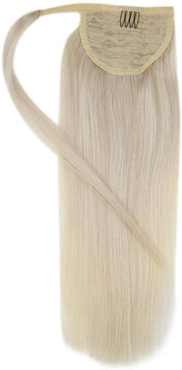 20 inch Platinum Blonde 100% Remy Hair Ponytail Extension