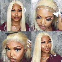 13x4 Pre Plucked Transparent Lace Frontal Wig with Baby Hair 150% Density Straight Blonde