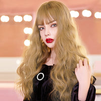 前髪付き黒ウィッグ 女性用合成ロングブラックウィッグ 前髪付きナチュラルウィッグ