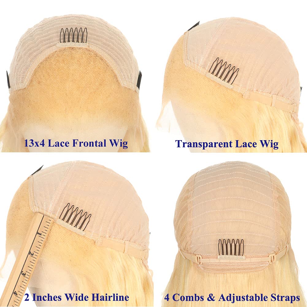 13x4 Pre Plucked Transparent Lace Frontal Wig with Baby Hair 150% Density Straight Blonde