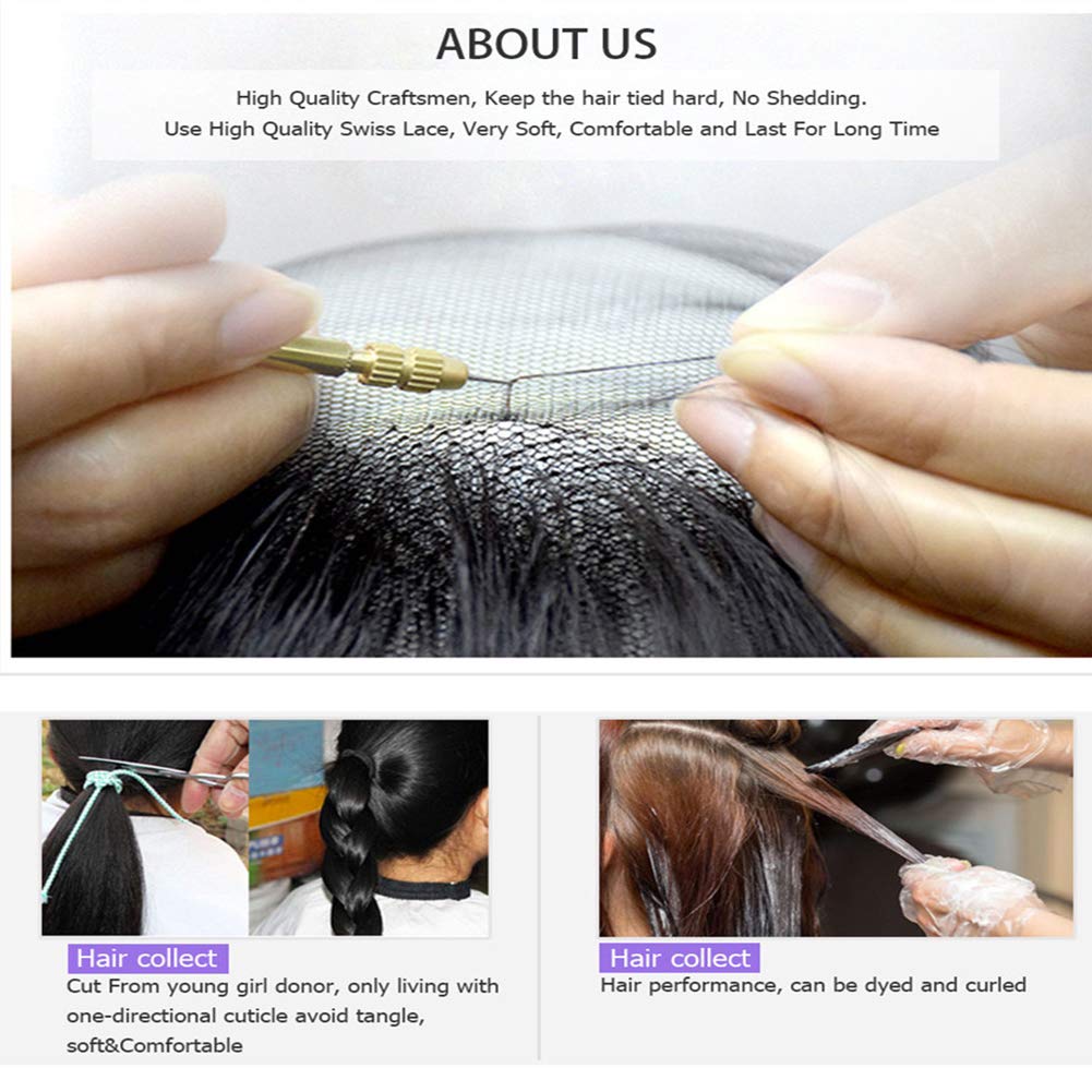 Kinky Straight Yaki Human Hair Lace Front Wigs