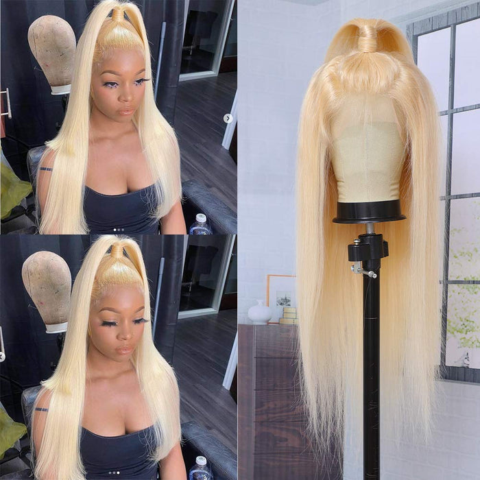 13x4 Pre Plucked Transparent Lace Frontal Wig with Baby Hair 150% Density Straight Blonde