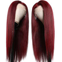 Burgundy13x4 Lace Front Human Hair Wig Pre Plucked with Baby Hair 99J Color WIGMFG
