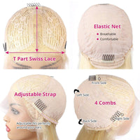 613 Blonde T PART Lace Front Wigs Bleach Blonde Human Hair Wigs