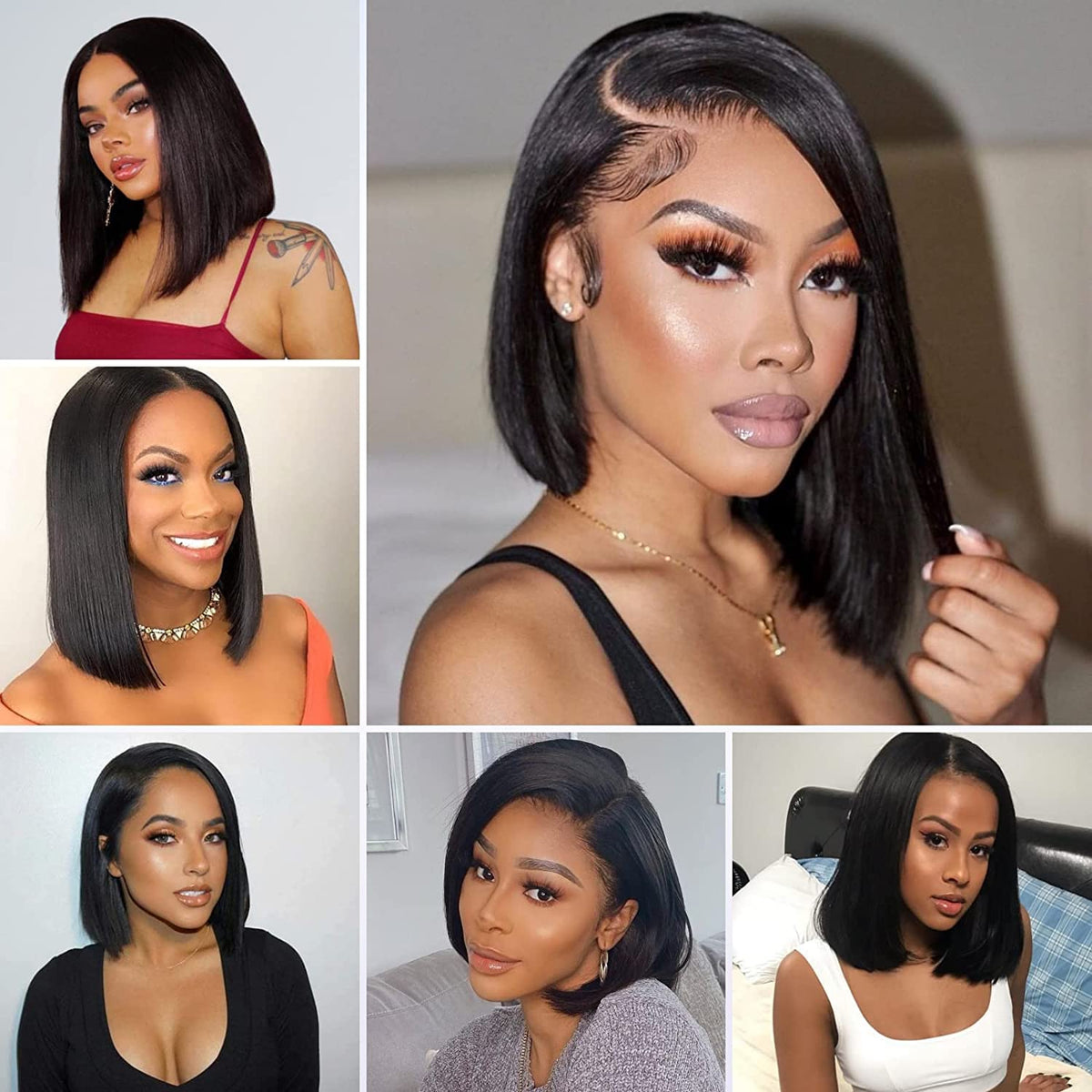 Straight Bob Human Hair Wigs Lace Closure Straight Short Bob Wigs