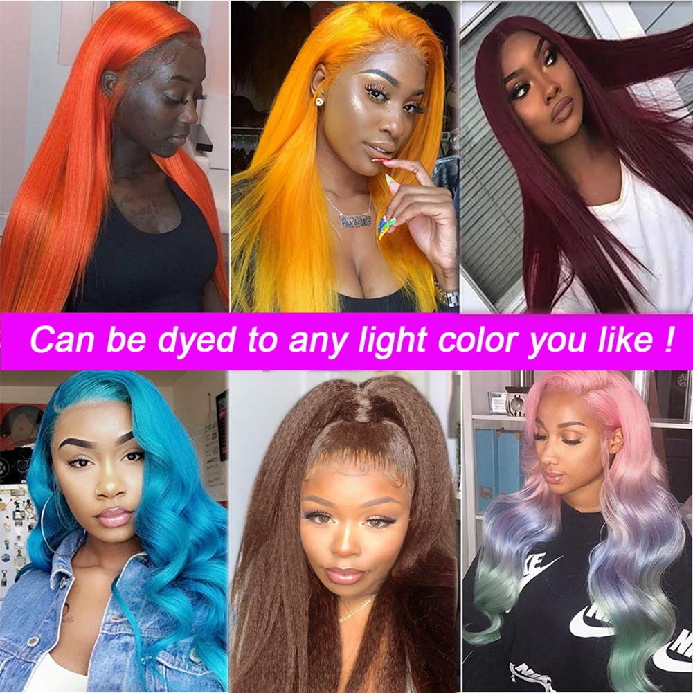 Kinky Straight Yaki Human Hair Lace Front Wigs