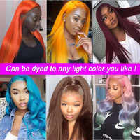 Kinky Straight Yaki Human Hair Lace Front Wigs