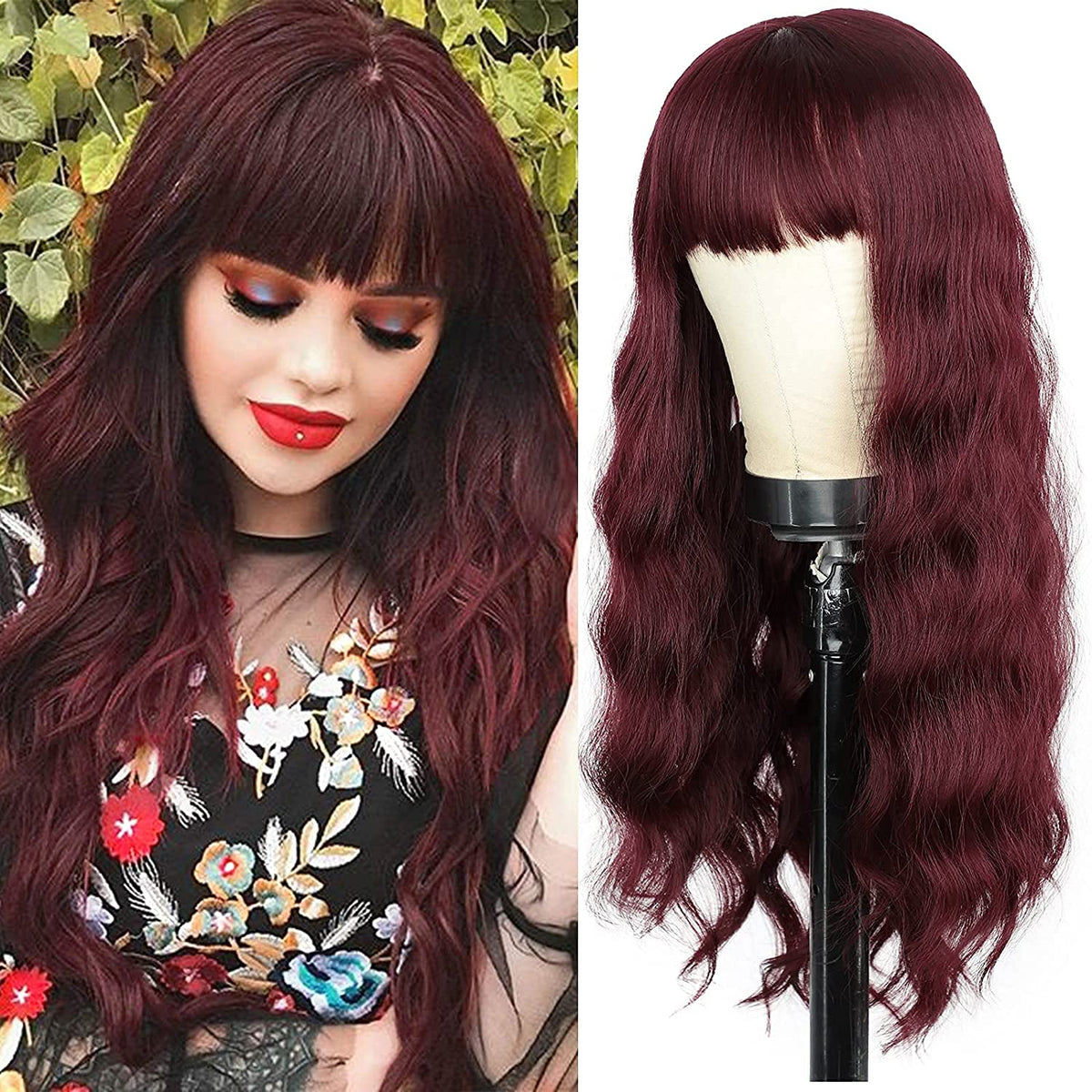 BUG Red Wig with Bangs Synthetic Wig