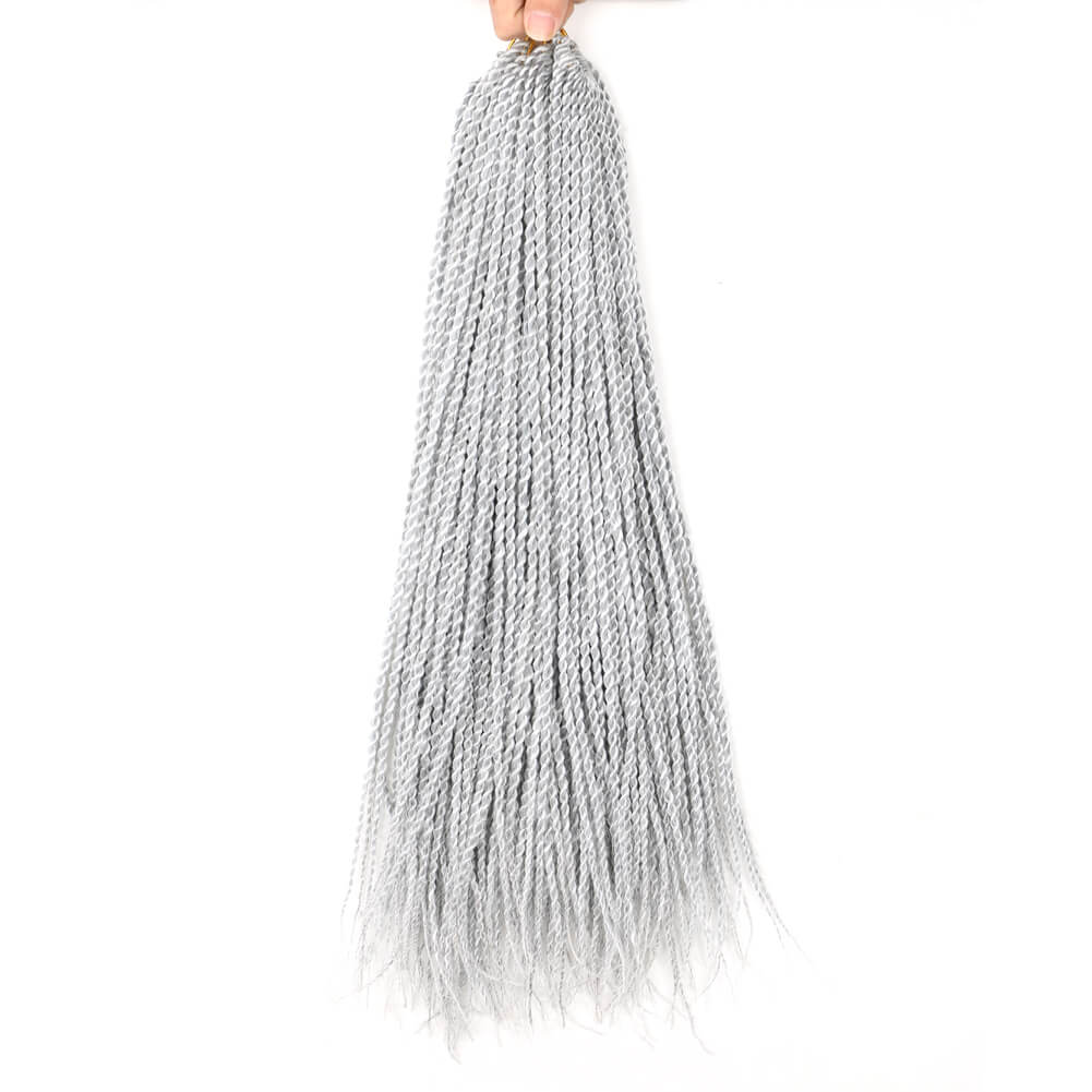 18 Inch 6 Packs Senegal Twist Hair Crochet Braids 30Stands/Pack Synthetic Braiding Hair Extensions for Black Women Gray