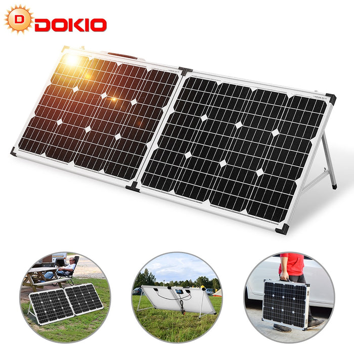 Dokio 100W (2 個 x 50W) 折りたたみ式ソーラーパネル中国 Pannello Solare USB コントローラー太陽電池セル/モジュール/システム充電器