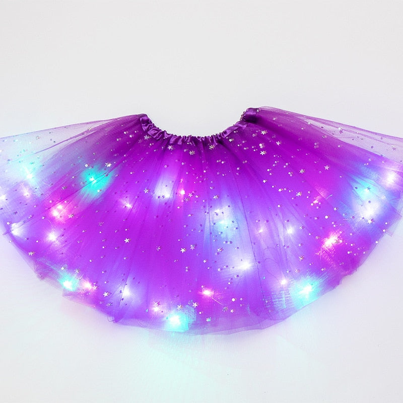 LED グローライトキッズガールズプリンセスチュチュスカート子供布ウェディングパーティーダンスミニスカート衣装コスプレ LED 服
