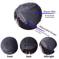 WIGMFG Wig with Bangs Scalp Net Adjustable Straps