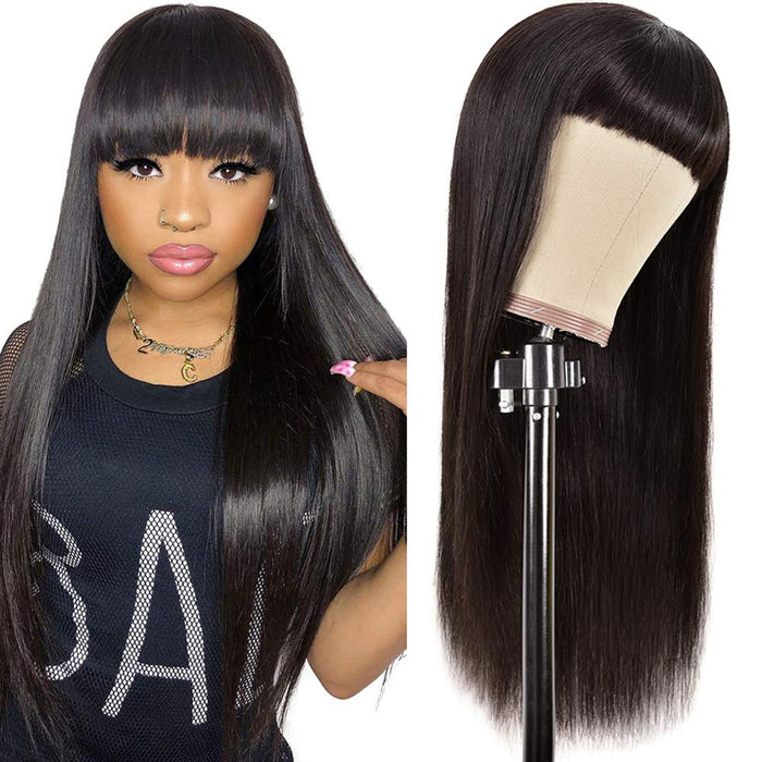 Human Hair Wigs with Bangs
