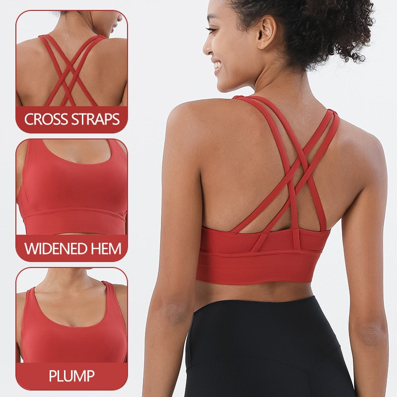 Nylon Top Women Bra Top Woman Breathable Underwear Women Fitness Yoga Sports Bra For Women Gym 22 Colors