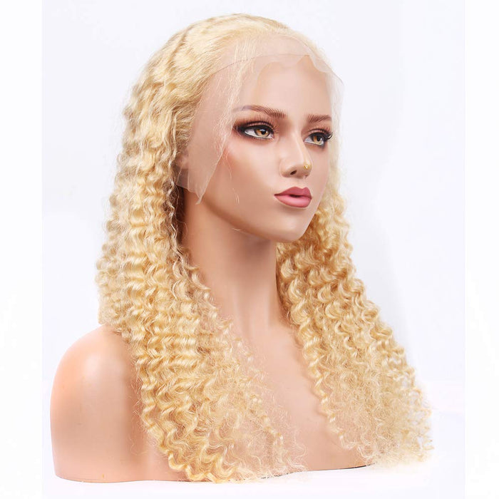 613 Blonde Lace Front Wig Human Hair T Part 13x4x1 Deep Wave Transparent Lace Blonde Wigs Human Hair Pre Plucked with Baby Hair