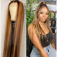 Honey Blonde P4/27 Body Wave T Part Lace Front Wigs Human Hair Wigs