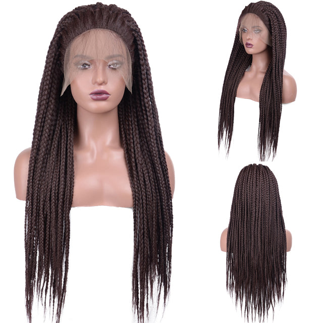 Lace Frontal Cornrow Wig Synthetic Wigs 13*1 Lace Front Braided Wigs Hand Braided Box Braid Lace Wigs With Baby Hair For Women