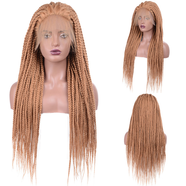 Lace Frontal Cornrow Wig Synthetic Wigs 13*1 Lace Front Braided Wigs Hand Braided Box Braid Lace Wigs With Baby Hair For Women