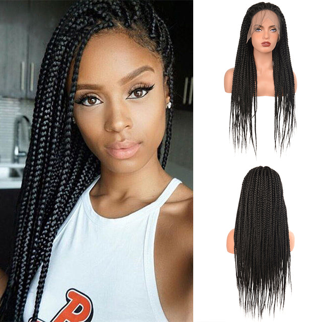 Lace Frontal Cornrow Wig Synthetic Wigs 13*1 Lace Front Braided Wigs Hand Braided Box Braid Lace Wigs With Baby Hair For Women