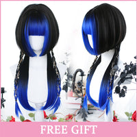 Cosplay Wig With Bangs Synthetic Straight Hair 24 Inch Long Heat-Resistant Pink Wig For Women