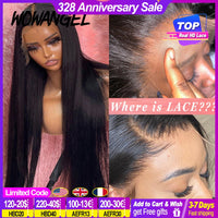 34inch Real HD Lace Front Wig Pre Plucked Straight Wigs 13x6 HD Transparent Lace Frontal Human Hair Wig Brazilian Hair For Woman