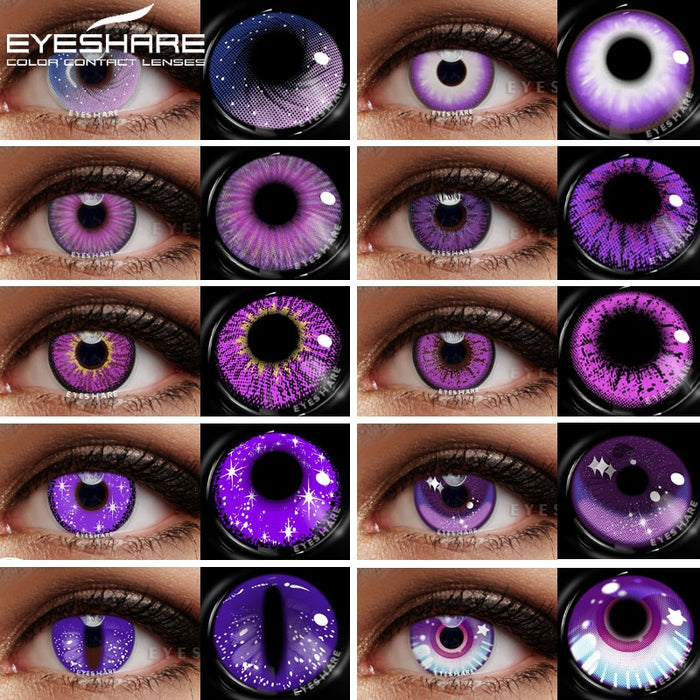 EYESHARE コスプレカラーコンタクトレンズ目用パープルレンズピンクレンズメイクアップ美容コンタクトレンズ目化粧品カラーレンズ目