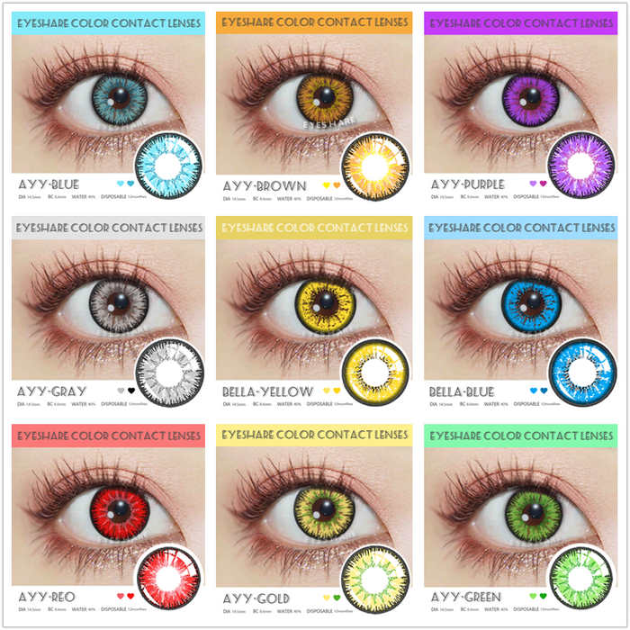 EYESHARE コスプレカラーコンタクトレンズ目 2 個ブルーグリーンカラーレンズレンズ年間美容瞳孔メイク EyeContact レンズ