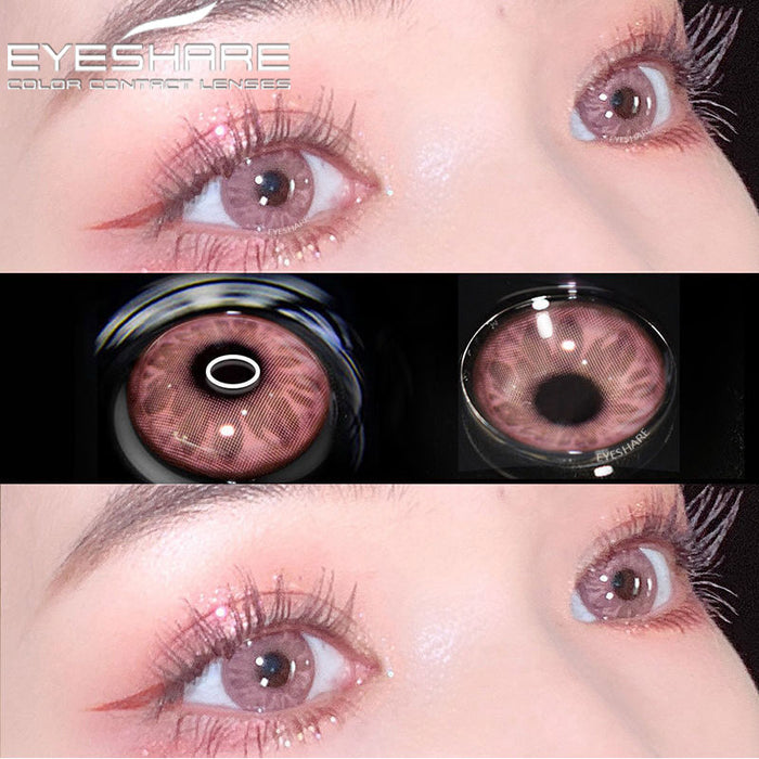 EYEHSARE カラーコンタクトレンズ目 2 個ナチュラルカラーレンズブルーピンク美容コンタクトレンズ目年間化粧品カラーレンズ