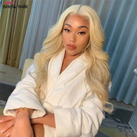 613 Blonde Lace Front Wig 13x4 Transparent Lace Frontal Wig Pre Plucked 28 30 Inch Brazilian Body Wave Human Hair Wigs