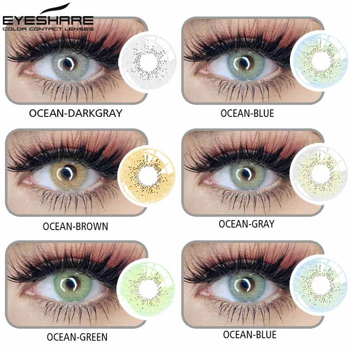 EYESHARE 1 ペアカラーレンズオーシャンカラーコンタクトレンズ美しい瞳孔メイクアップコンタクトレンズ年間使用化粧品美容アイレンズ