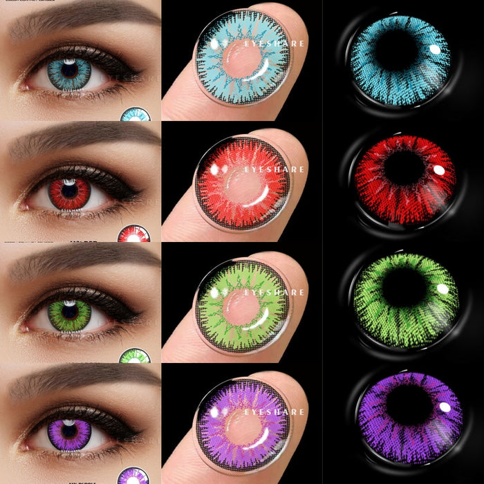 EYESHARE 1 ペアコスプレカラーコンタクトレンズ目 AYY シリーズファッションメイク赤青レンズ年間使用美容メイク目