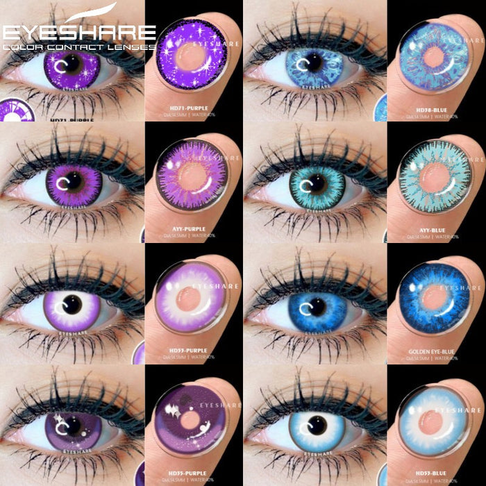 Color Contact Lenses For Eyes 2pcs Cosplay Colored Lenses Blue Halloween Lenses Purple Contact Lens Yearly Eye Contacts