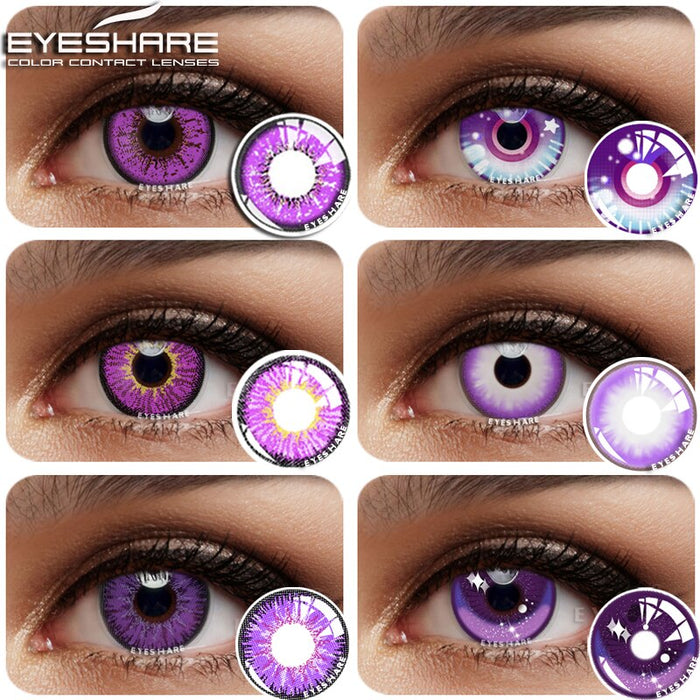 EYESHARE コスプレカラーコンタクトレンズ目美容メイクハロウィン青紫コンタクトレンズ目化粧品カラーレンズ目