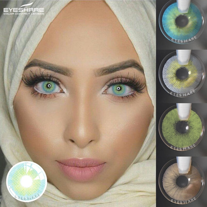 EYESHARE Color Contact Lenses for Eyes 2pcs Aurora Blue Green Colored Lenses Beautiful Pupil Yearly Makeup Cosmetic Contact Lens