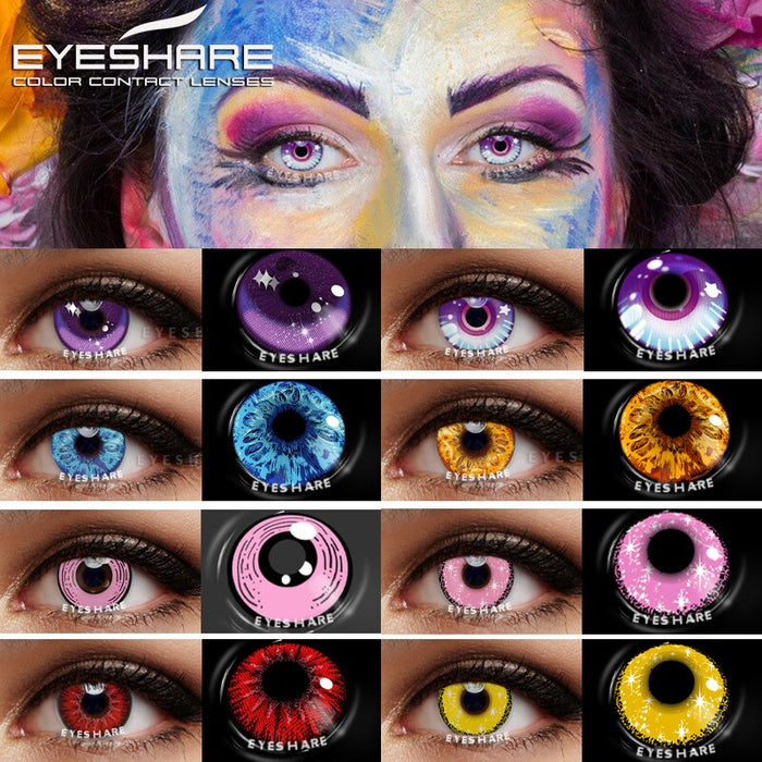 1pair Anime Cosplay Colored Lenses Blue Purple Lenses Yearly Contact Lens Beauty Makeup