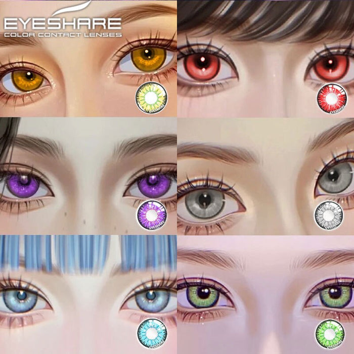EYESHARE コスプレカラーコンタクトレンズ目青紫ハロウィン美容メイクアップコンタクトレンズ目化粧品カラーレンズ目