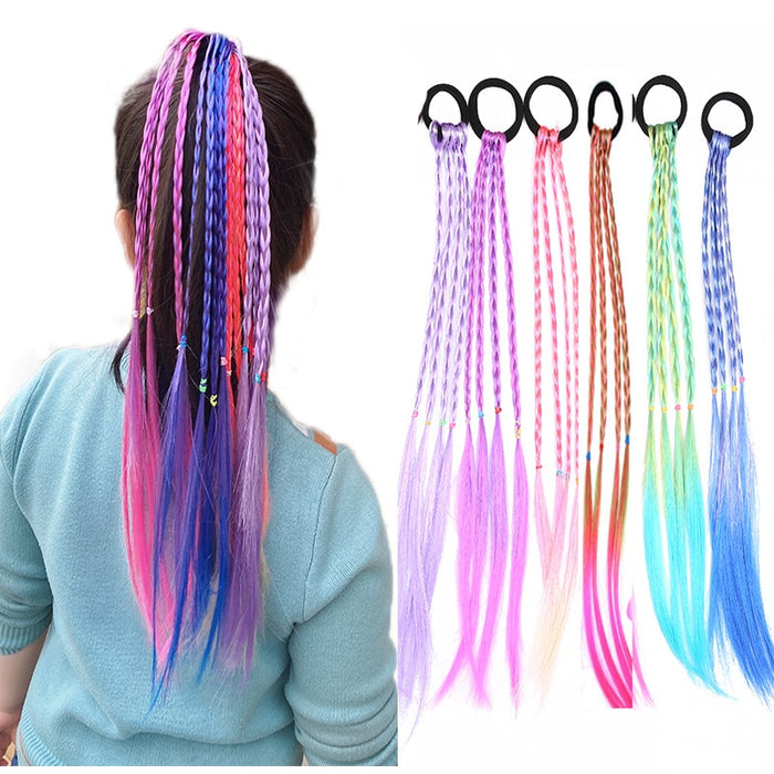 新しい女の子カラフルなウィッグポニーテールヘッドバンドゴムバンド美容ヘアバンド帽子キッズヘアアクセサリーヘッドバンド髪飾り