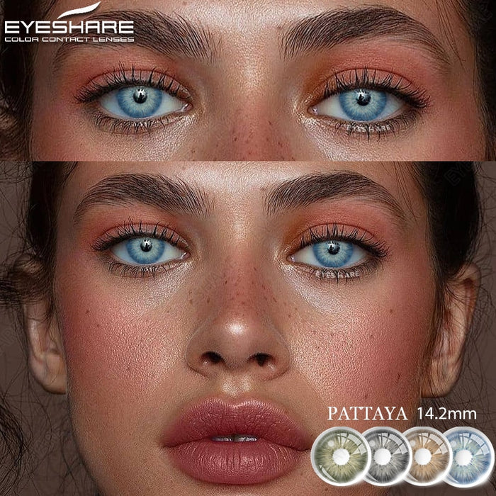 EYESHARE 新カラーコンタクトレンズ目 1 ペアブラウン EyeContacts レンズ年間使用美容メイクブルーカラーコンタクトレンズ