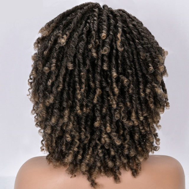 Short Dread lock Hair Wig Curly 1B27