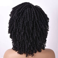 Short Dreadlock Ombre Crochet Twist Hair Wig Curly Synthetic Soft Faux Locs with Bangs