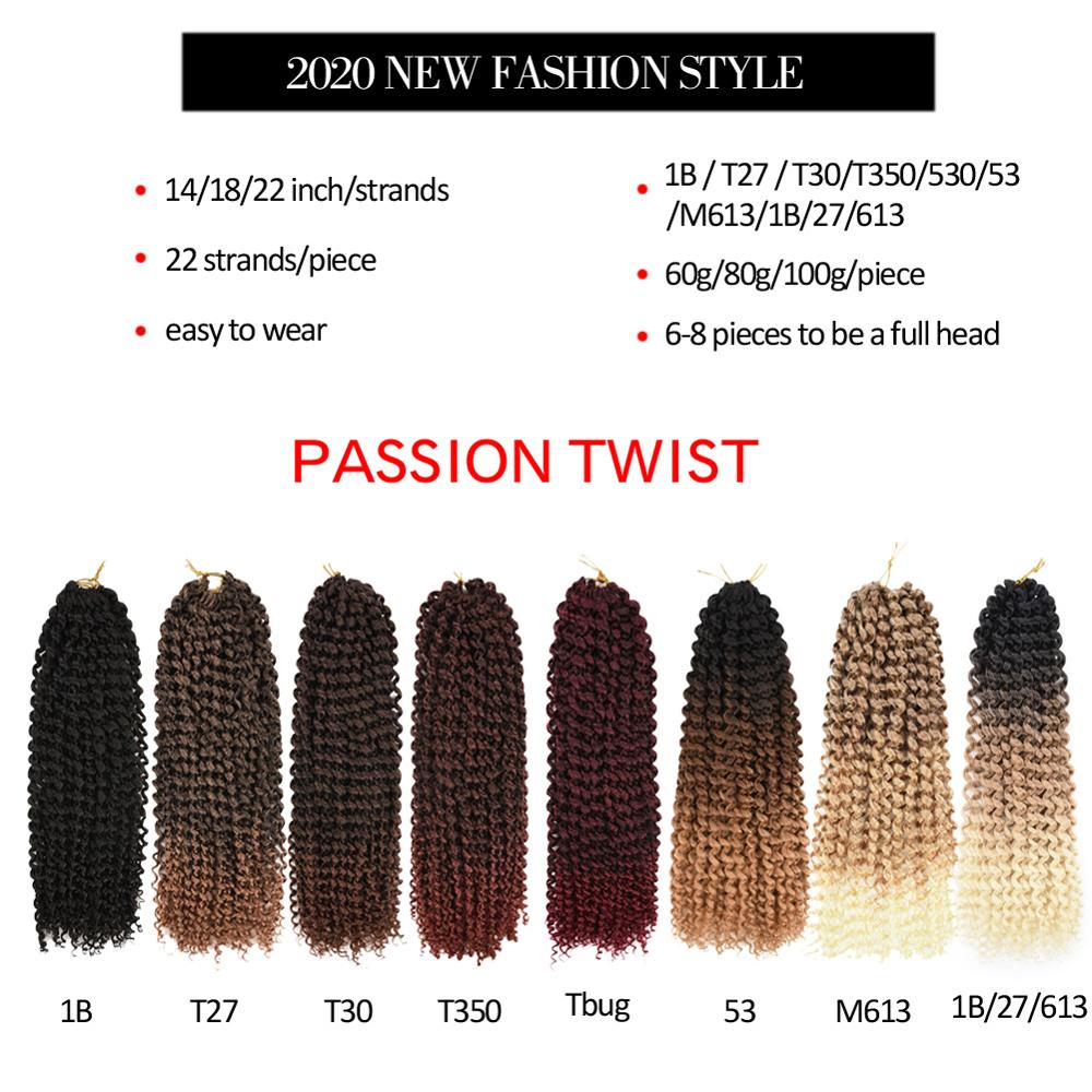 Passion Twist Crochet Hair Synthetic Braiding Hair Extensions 14 18 22Inch