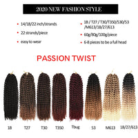 Passion Twist Crochet Hair Synthetic Braiding Hair Extensions 14 18 22Inch