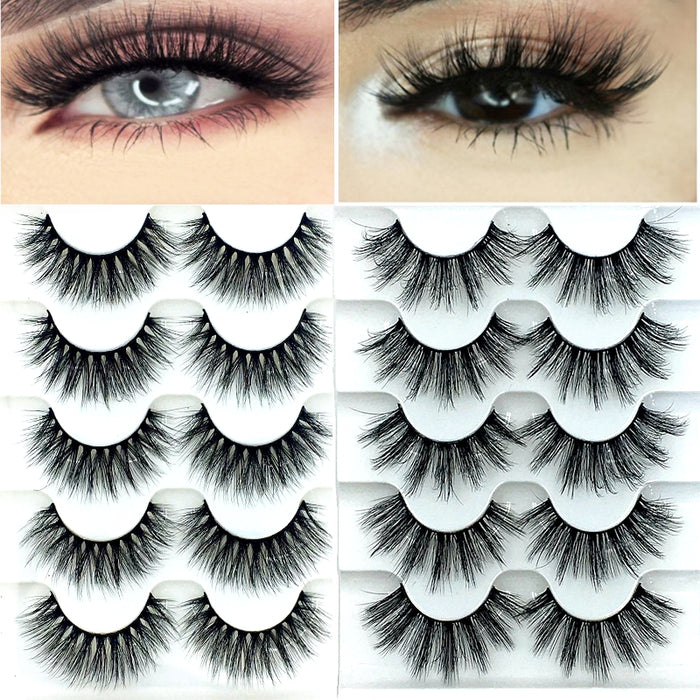 NEW 5 pairs 3D mink false eyelashes natural makeup eyelash extension