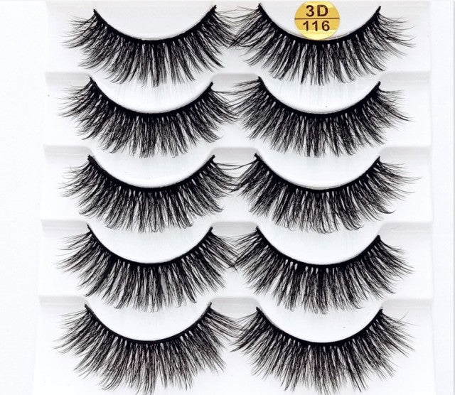 NEW 5 pairs 3D mink false eyelashes natural makeup eyelash extension