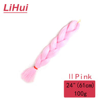 Lihui 24 Inches Jumbo Braid Synthetic Braiding Hair Ombre Jumbo Hair Extension For Women DIY Hair Braids Pink Purple Yellow Gray