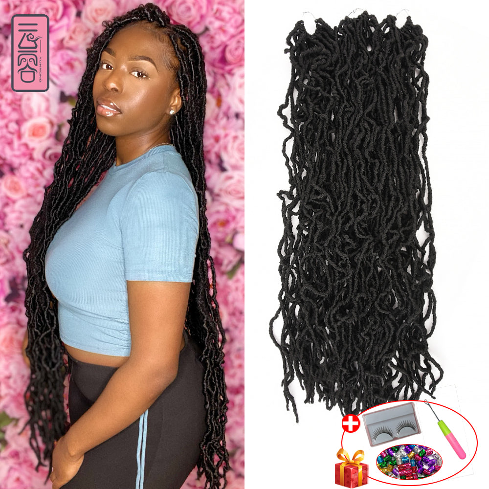 Nu Locs Crochet Hair 36 24 18 Inch 21 Strands Faux Locs Extension Soft Goddess Braiding Dreadlocks Hair For Black Women